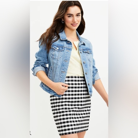 Loft Gingham Print Mini Skirt size 4 - Picture 3 of 8